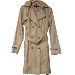 Cole haan khaki  belted hooded trench coat jacket